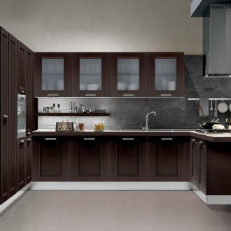 Μοντέρνα κουζίνα wenge στο εσωτερικό της κουζίνας