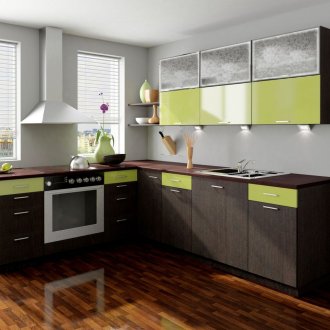 Wenge και ανοιχτό πράσινο χρώμα στο εσωτερικό της κουζίνας