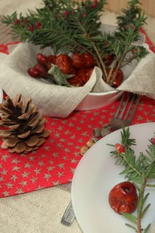 Διακοσμητικό τραπέζι Πρωτοχρονιάς με σερβιέτες