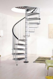 Γκρίζα και μαύρη σπειροειδή μεταλλική σκάλα