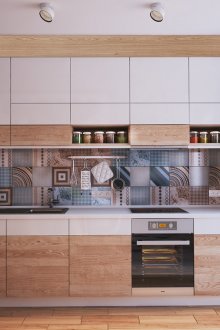 Καφέ-λευκό στο εσωτερικό της κουζίνας