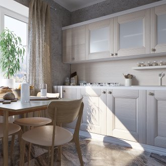 Μπεζ και γκρίζα κουζίνα