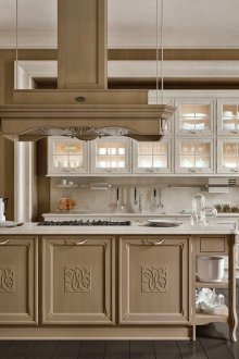 Κουζίνα-σαλόνι σε μπεζ τόνους