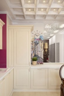 Μπεζ και ροζ κουζίνα