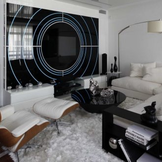 Υψηλής τεχνολογίας φωτιστικό δαπέδου στο σαλόνι