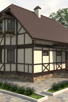 Όμορφη πρόσοψη του σπιτιού στο γερμανικό στιλ