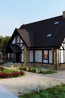 Γερμανικό στυλ διώροφο σπίτι με φεγγίτες