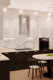 Μπεζ πλακάκι στο πάτωμα της κουζίνας