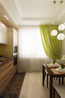 Λευκό-πράσινο τοίχους στην κουζίνα