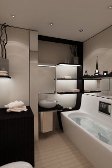 Ασπρόμαυρη σχεδίαση μπάνιου