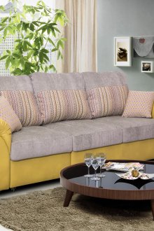 Γκρίζο-κίτρινο ευρωπαϊκό βιβλίο καναπέ