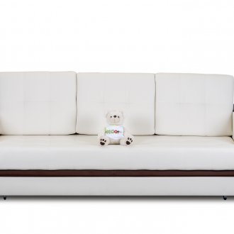 Λευκός και καφέ δερμάτινος καναπές