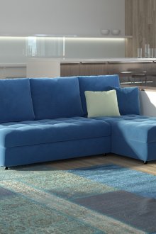 Μπλέ καναπές σε μοντέρνο εσωτερικό