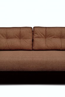 Μαύρο καφέ καναπές με ύφασμα και δερμάτινη ταπετσαρία