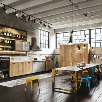 Μαύρο πάτωμα και χαλί στην κουζίνα