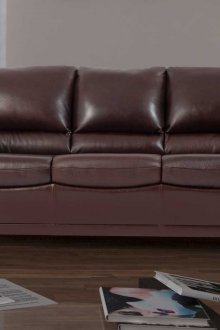 Σκούρο καφέ τρίκλινο δερμάτινο καναπέ