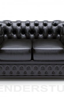 Δερμάτινο διπλό καναπέ Δέρματος Black Chester