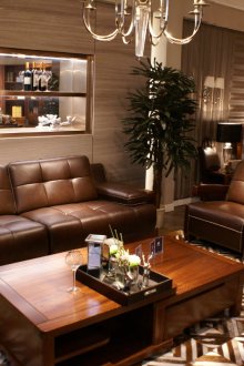 Δερμάτινο καναπέ και καρέκλες στο σαλόνι