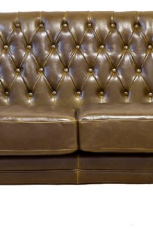 Καφέ δερμάτινο διπλό καναπέ