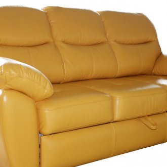 Κίτρινο τριπλό δερμάτινο καναπέ