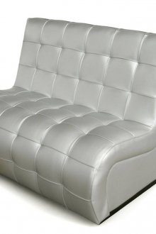 Ασημί δέρμα καναπέ χωρίς μπράτσα