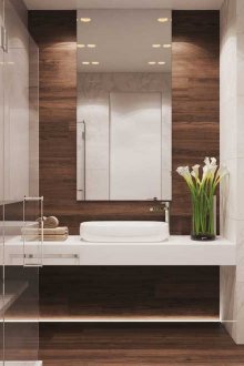 Λευκό και Καφέ Σχεδιασμός Μπάνιου