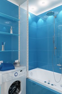 Μπλε και άσπρο σχεδιασμό μπάνιου