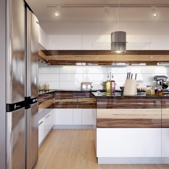 Ξύλινα ένθετα στο εσωτερικό της κουζίνας