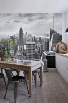 Λευκό και καφέ σχεδιασμό κουζίνας