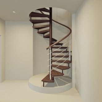 Σπειροειδής καφέ σκάλα στο σπίτι