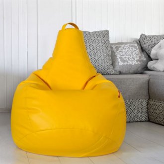 Κίτρινη καρέκλα τσαντών φασολιών με δέρμα