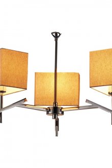 Art Nouveau πολυέλαιο με πορτοκαλί αμπαζούρ