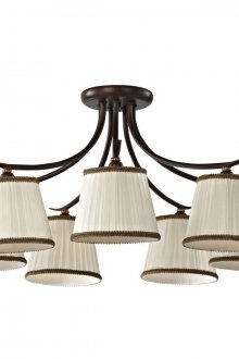 Art Nouveau πολυέλαιο με μπεζ και καφέ αμπαζούρ