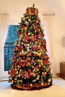 Κόκκινο κίτρινο ντεκόρ Χριστουγέννων