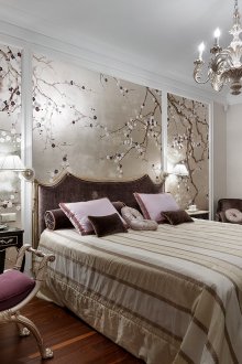 Υπνοδωμάτιο ιαπωνικού στιλ με ταπετσαρία