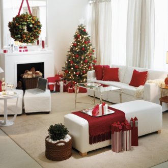 Κόκκινο και λευκό καθιστικό για το νέο έτος