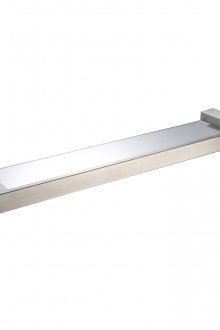 Γυαλί και μεταλλικό ράφι σε στιλ υψηλής τεχνολογίας για μπάνιο