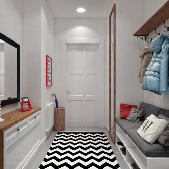 Καφέ, ασπρόμαυρα χρώματα στο εσωτερικό του διαδρόμου