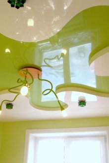 Λευκή-πράσινη οροφή με λουλούδι