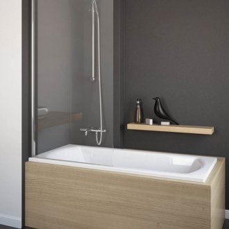 Γυάλινη οθόνη στο εσωτερικό του μπάνιου