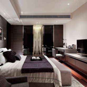 Ασπρόμαυρο ευρύχωρο υπνοδωμάτιο