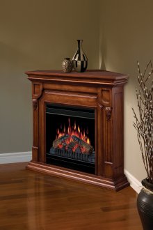 Όμορφο γωνιακό τζάκι σε ξύλινο σκελετό