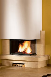 Γωνιακό ορθογώνιο τζάκι