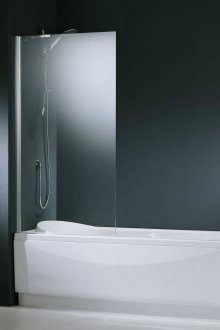 Γυάλινη κουρτίνα στο μπάνιο με πράσινες προθέσεις