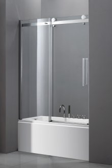 Συρόμενη γυάλινη κουρτίνα στο μπάνιο με γκρι αποχρώσεις