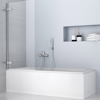 Γυάλινη κουρτίνα στο μπάνιο με λευκούς τόνους