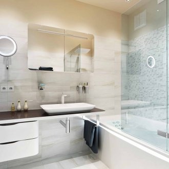 Πέτρινα πλακάκια στο εσωτερικό του μπάνιου