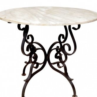 Στρογγυλό σφυρήλατο τραπέζι με πάγκο από πέτρα
