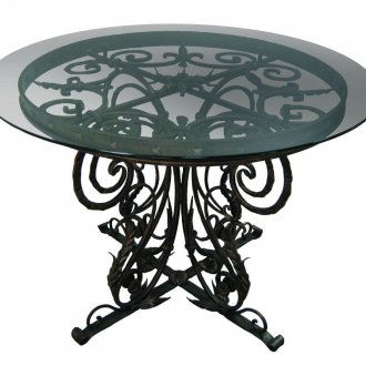 Πολυτελή σφυρήλατο τραπέζι με γυάλινη κορυφή