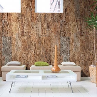 Κορκ ταπετσαρία σε φωτεινό σαλόνι